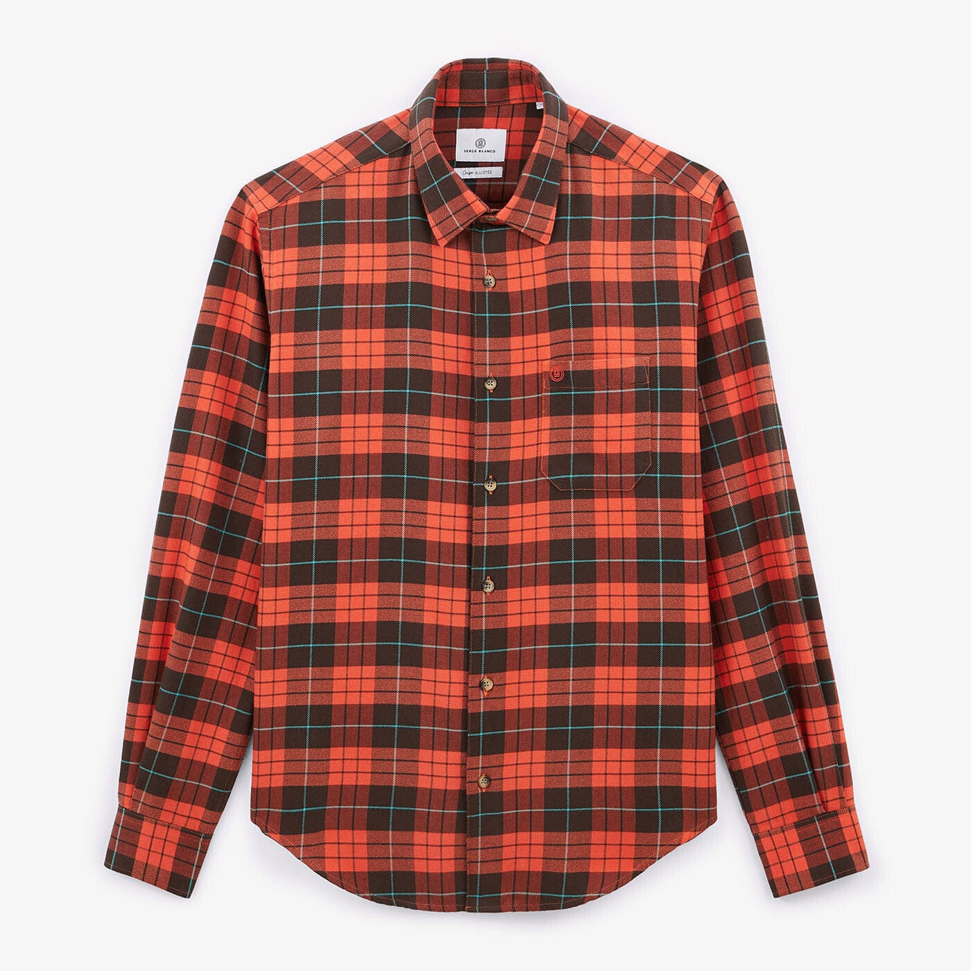 Sienna long-sleeved cotton plaid shirt
