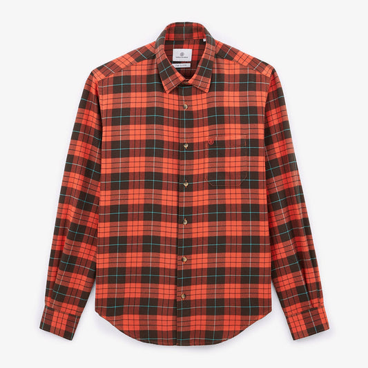 Sienna long-sleeved cotton plaid shirt