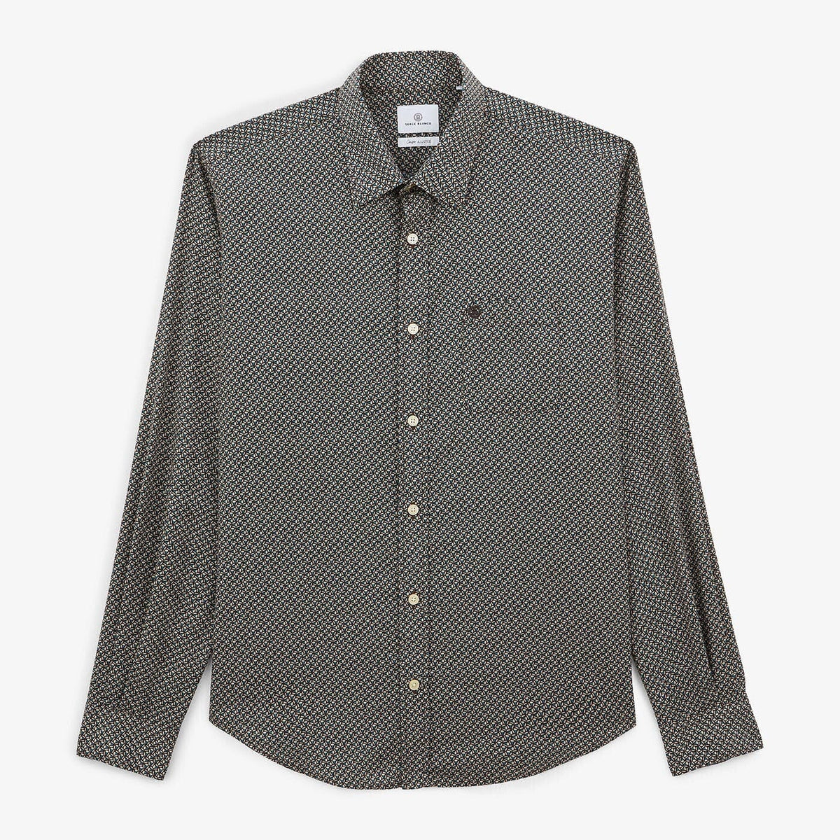 Long-sleeved amethyst shirt in fancy fabric