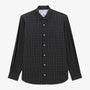 Dark blue long-sleeved shirt in checked fabric