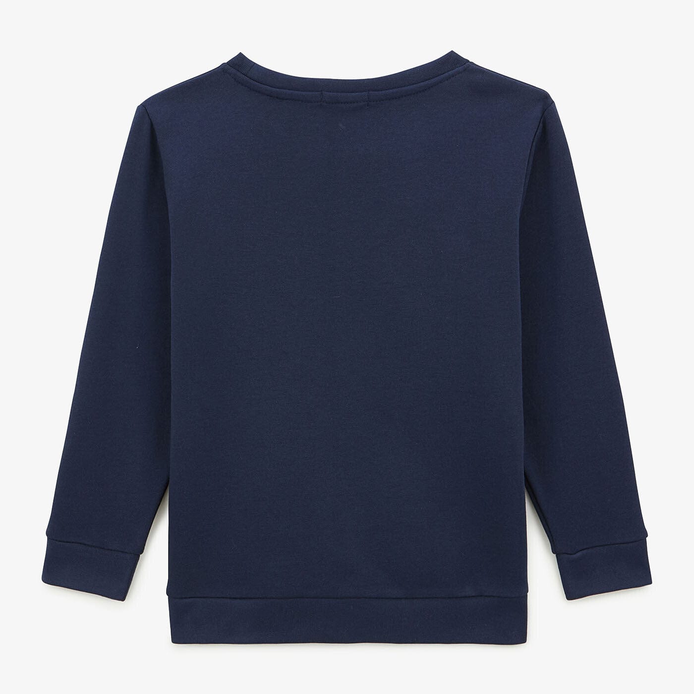 Junior crew neck sweatshirt in dark blue brushed fleece