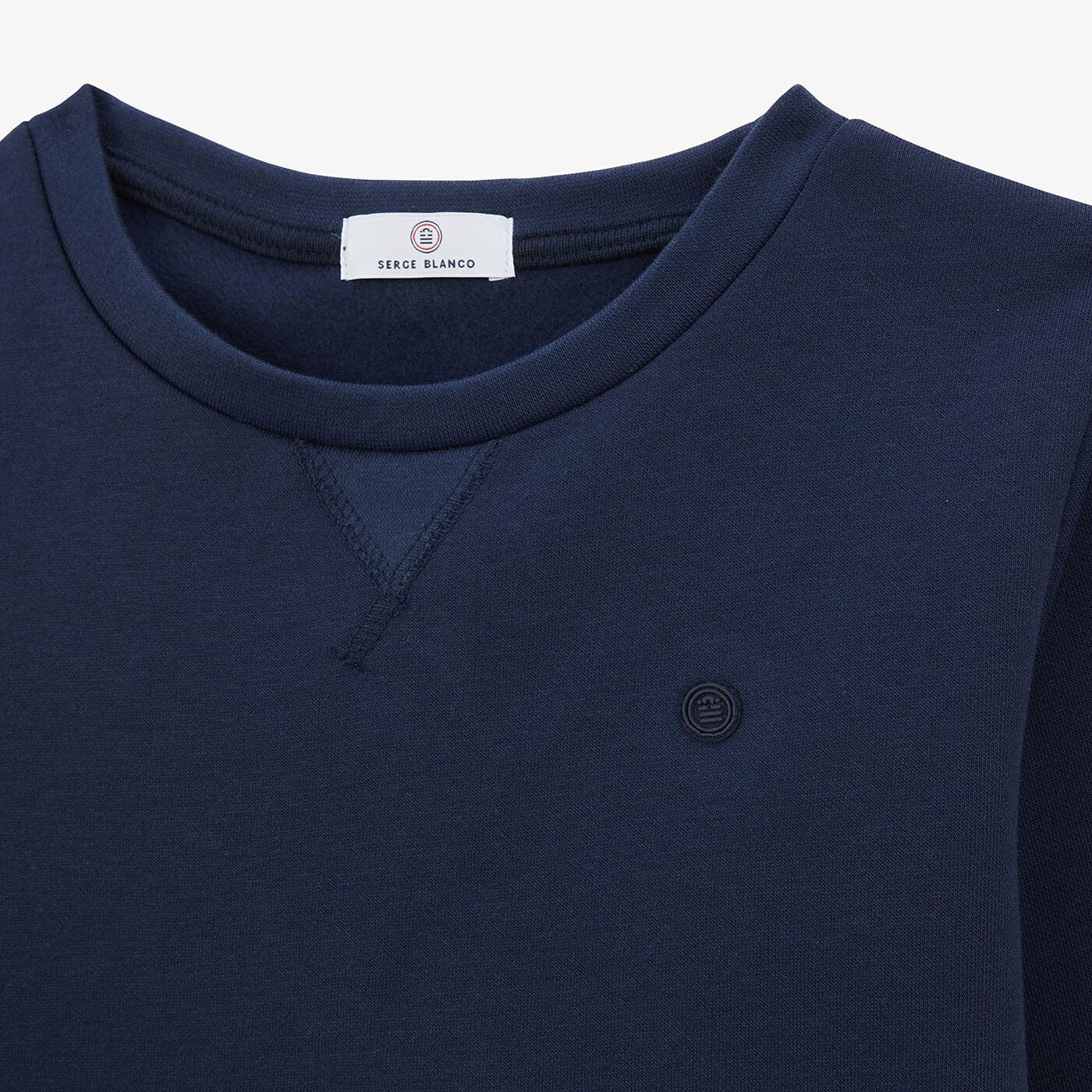 Junior crew neck sweatshirt in dark blue brushed fleece