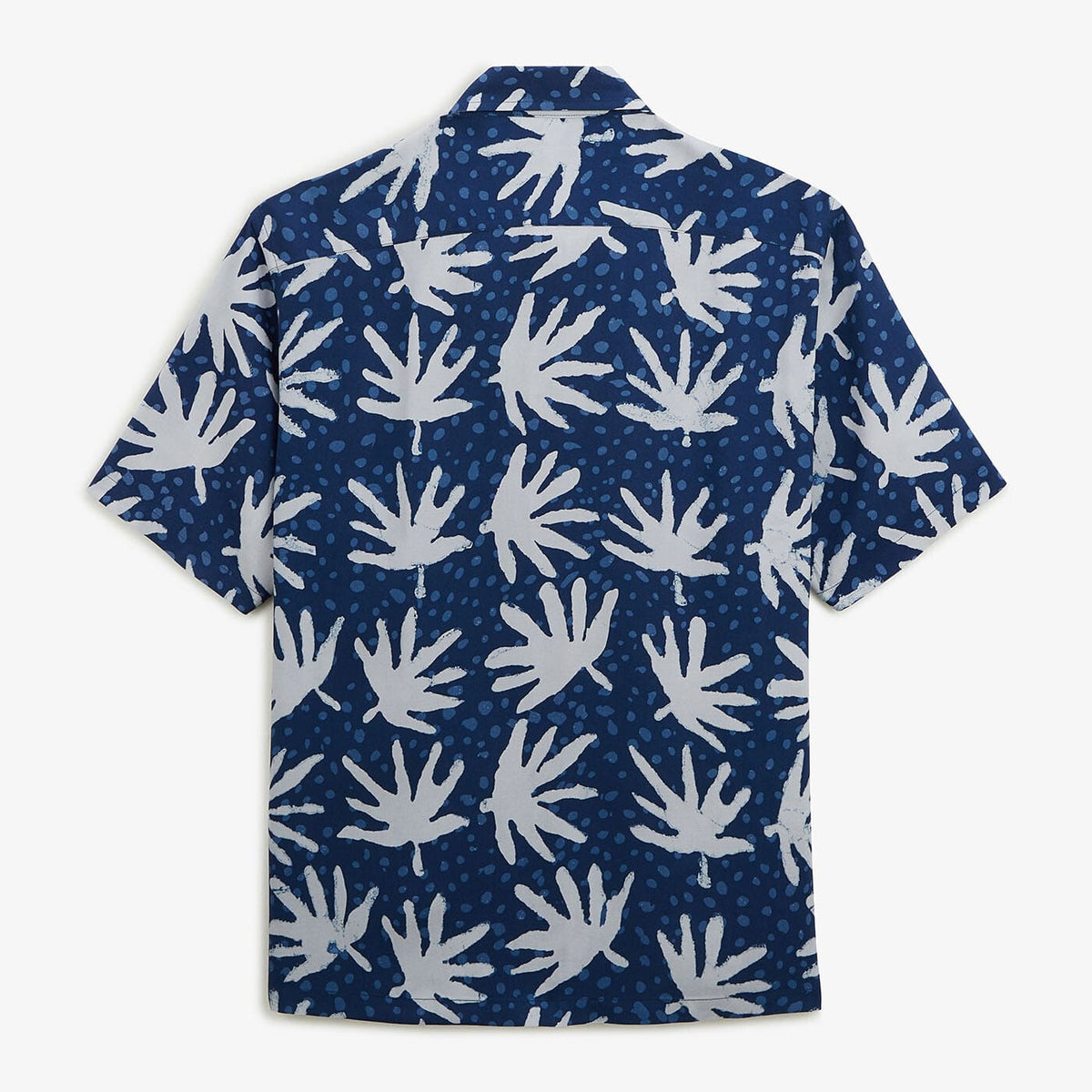 Short-sleeved shirt in indigo with fancy print