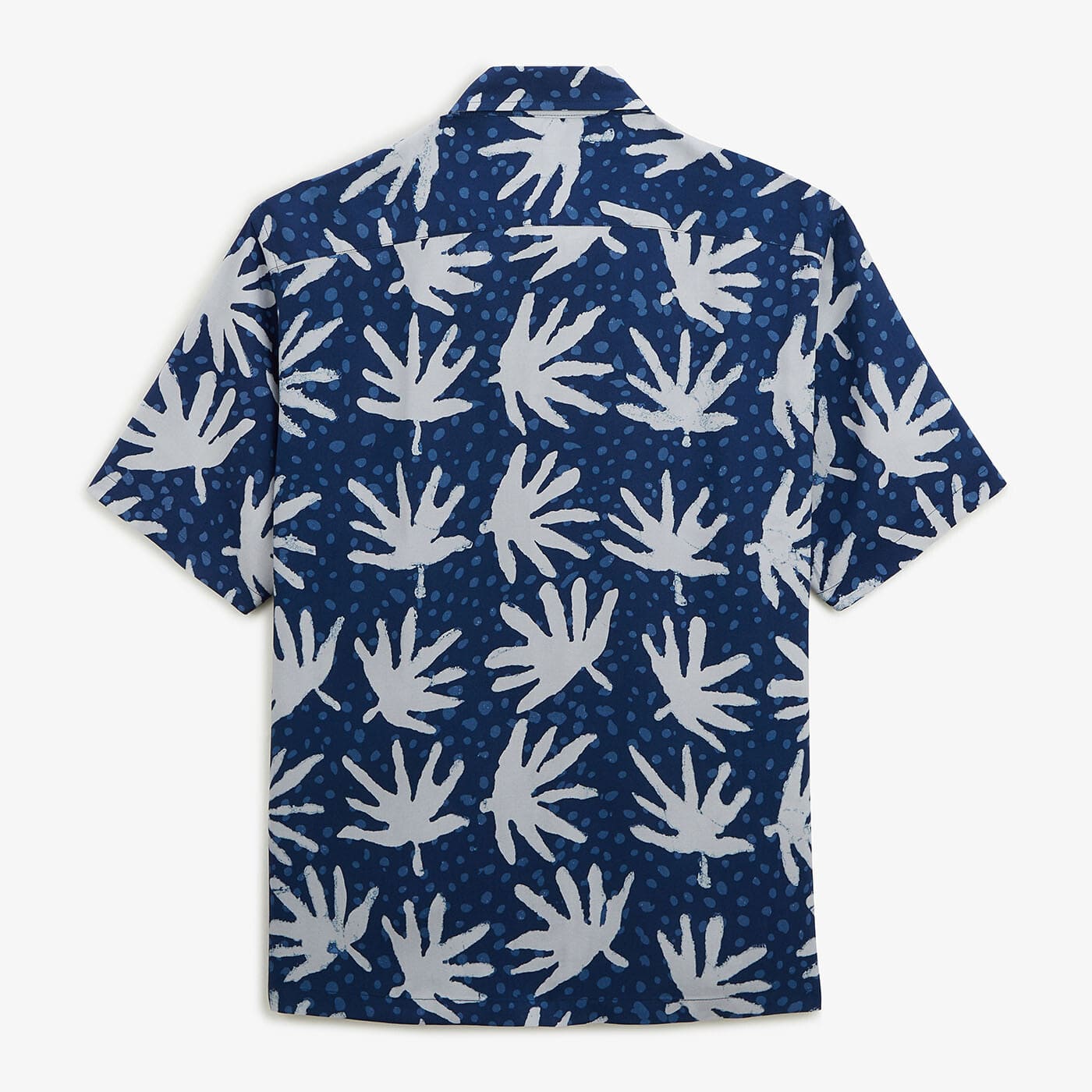 Short-sleeved shirt in indigo with fancy print