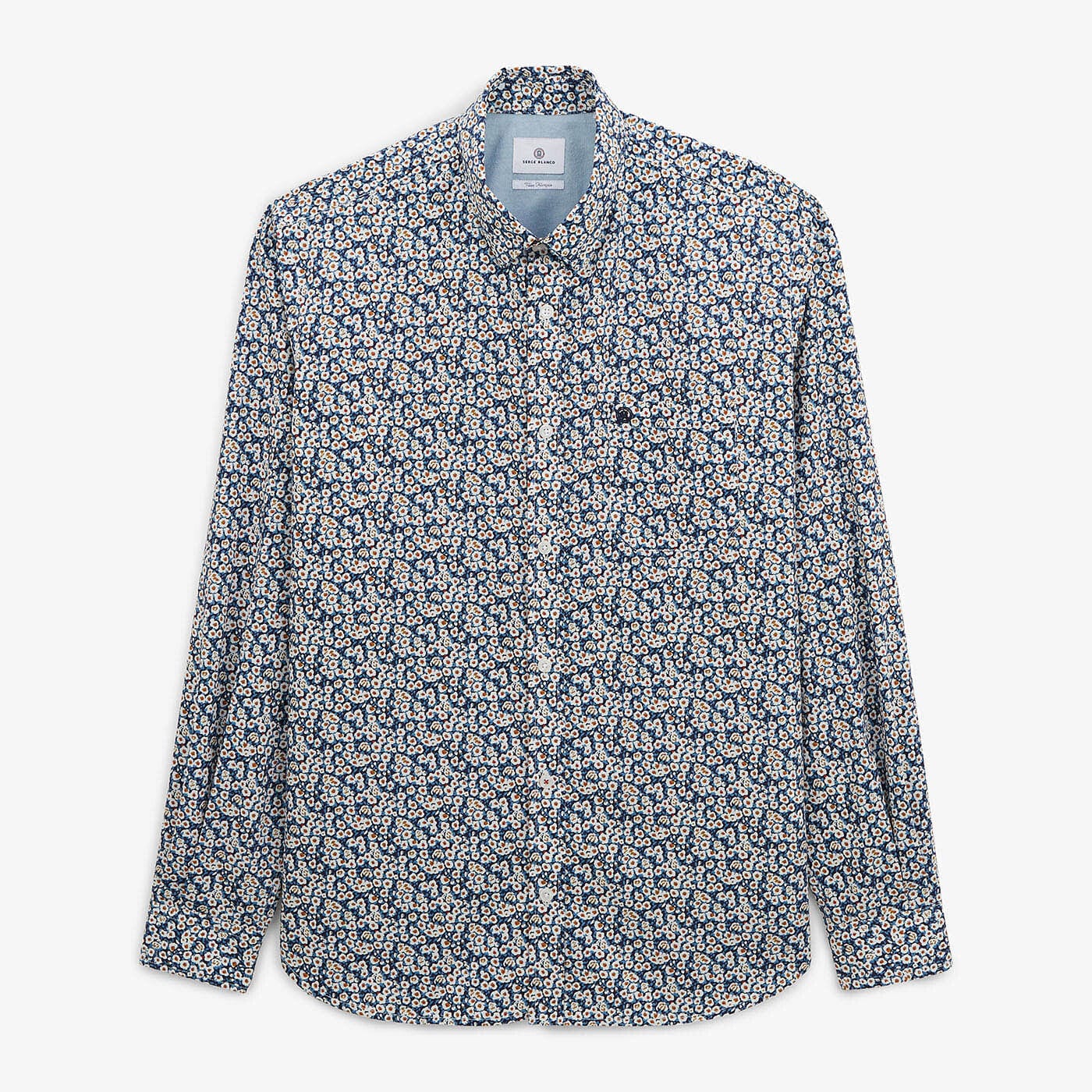 Regular fit sky blue shirt with daisy print