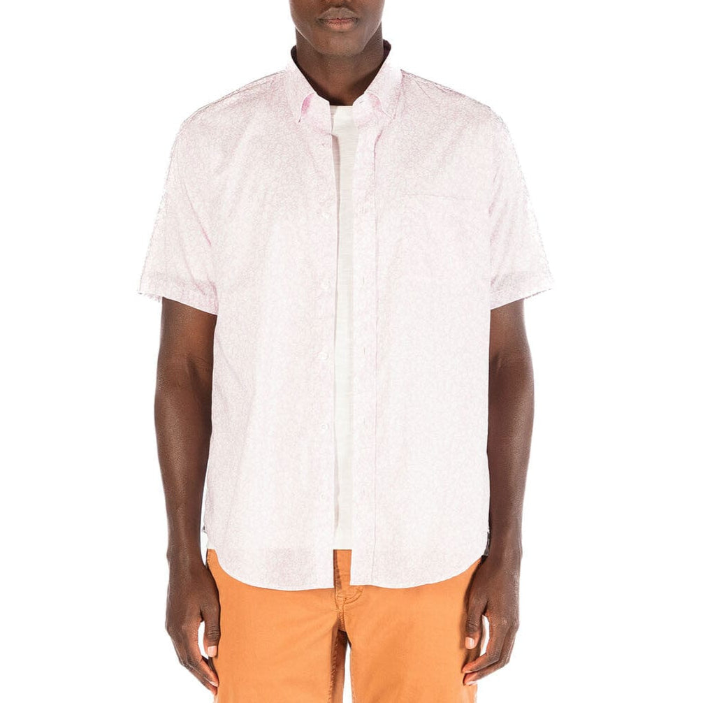 Regular fit short-sleeved shirt in pink with floral print