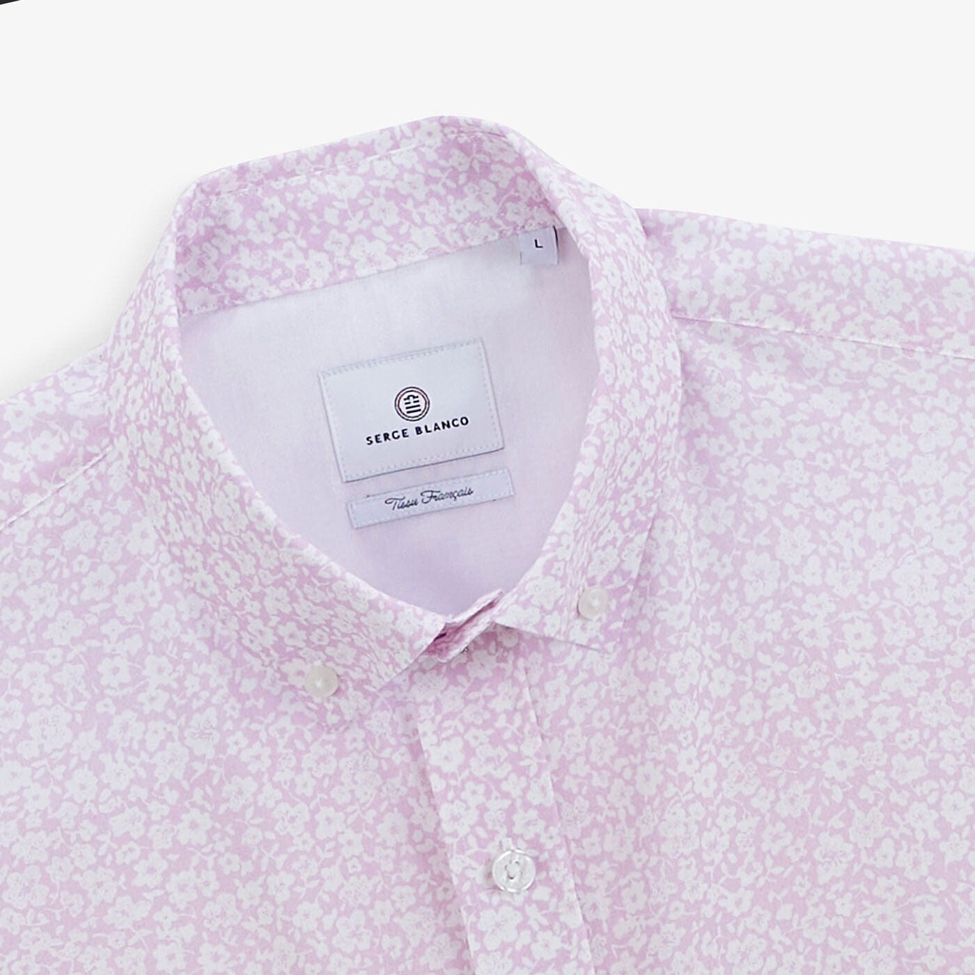 Regular fit short-sleeved shirt in pink with floral print