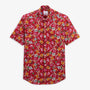 Regular fit short sleeve shirt in red with floral print