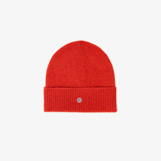 Plain orange flecked wool beanie