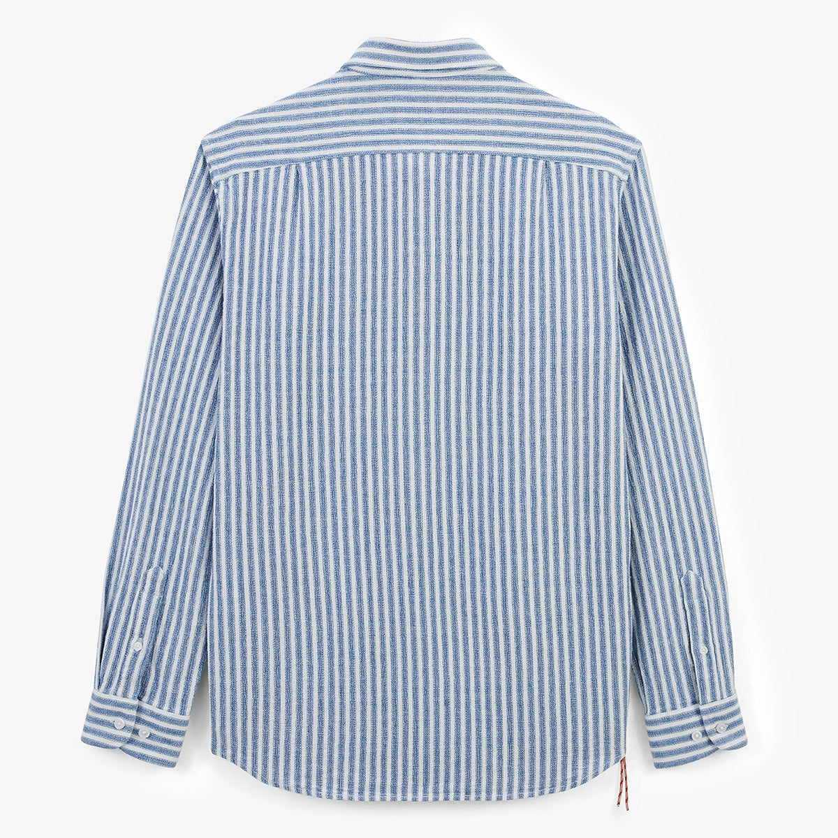 Men's sky blue cotton woven striped long-sleeved shirt SERGE BLANCO