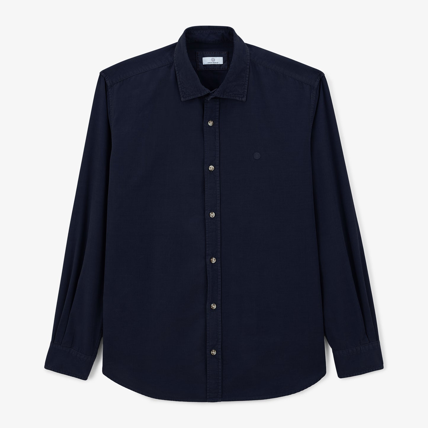 Charles shirt in navy blue velvet for men, serge blanco