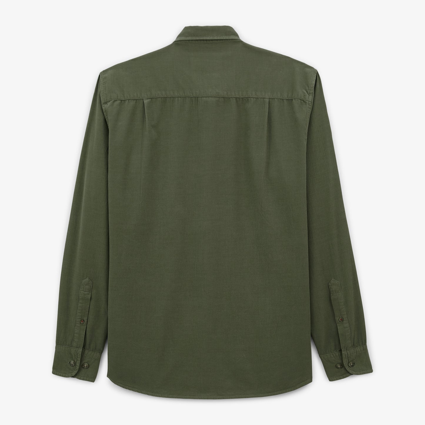 Charles shirt in khaki green velvet with long sleeves for men, serge blanco