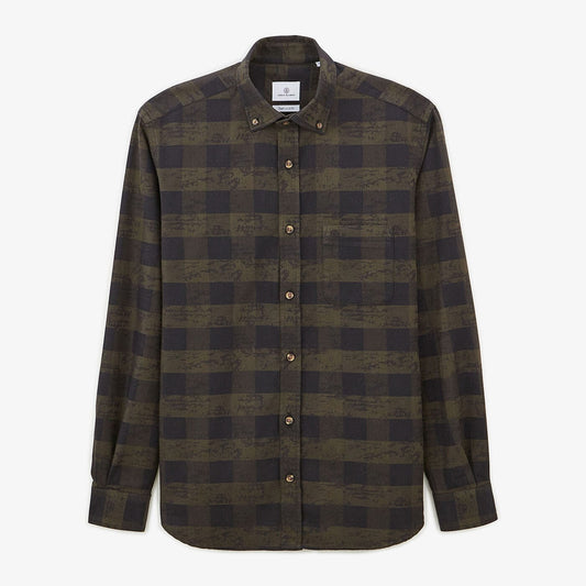 Long-sleeved military plaid shirt in cotton