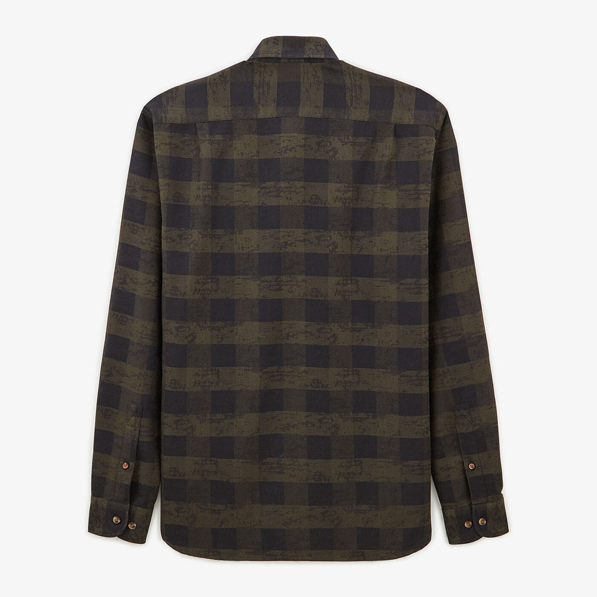 Long-sleeved military plaid shirt in cotton