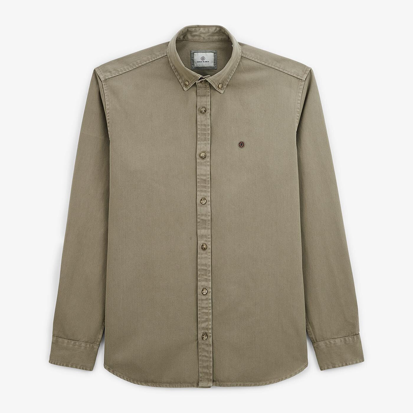 Thick plain sage cotton shirt