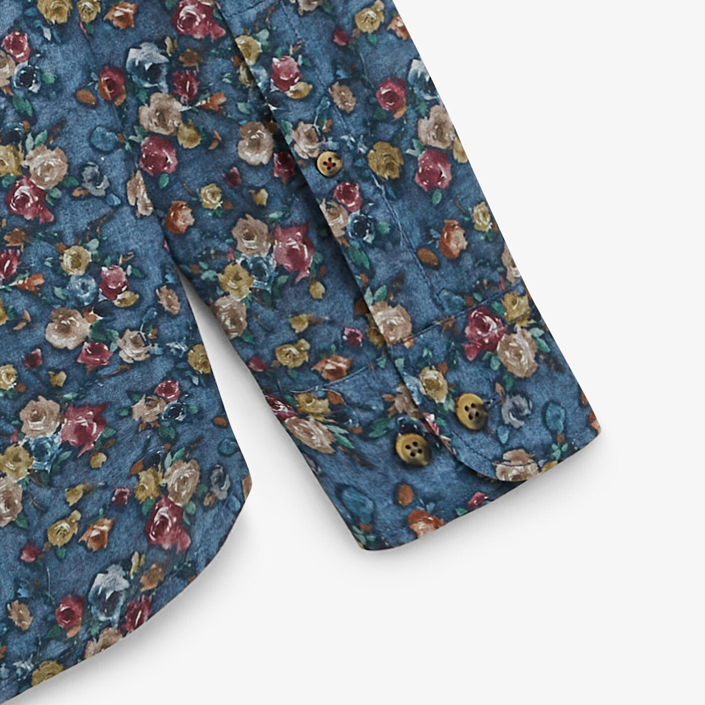 Indigo blue floral print shirt