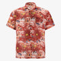 Men's short-sleeved brick print shirt in white serge