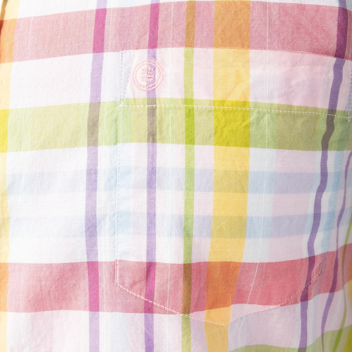 Men's multicolored checkered long-sleeved cotton shirt in serge blanco