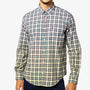 Men's long-sleeved checked cotton shirt in green gradient serge blanco
