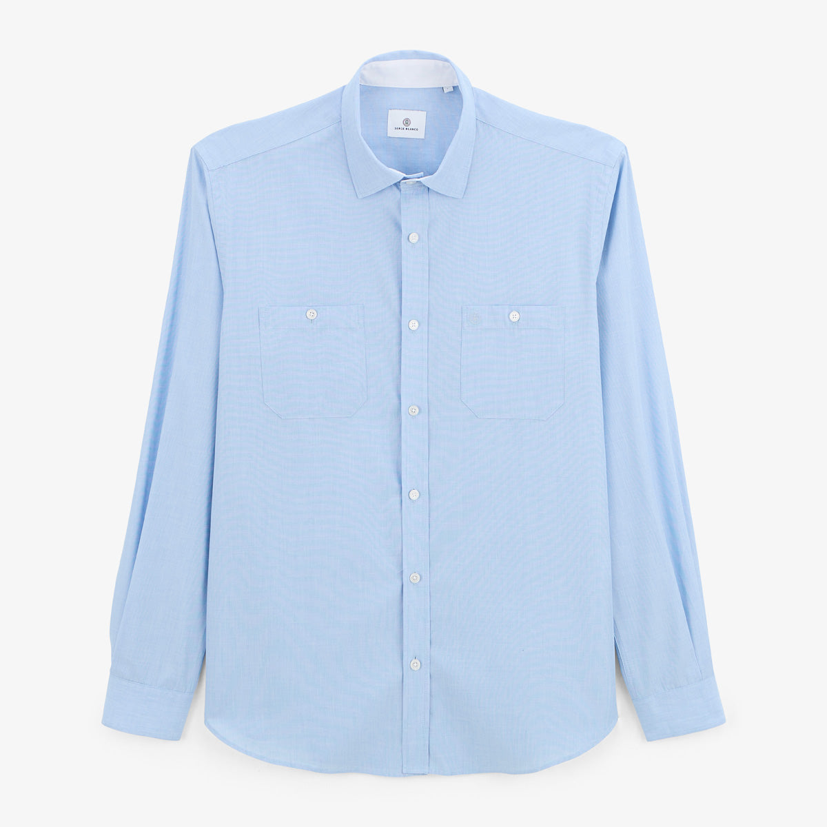Charles men's sky blue cotton long-sleeved shirt SERGE BLANCO