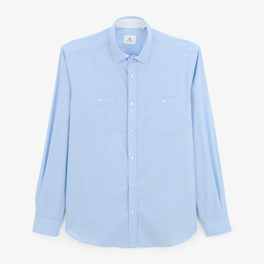 Charles men's sky blue cotton long-sleeved shirt SERGE BLANCO