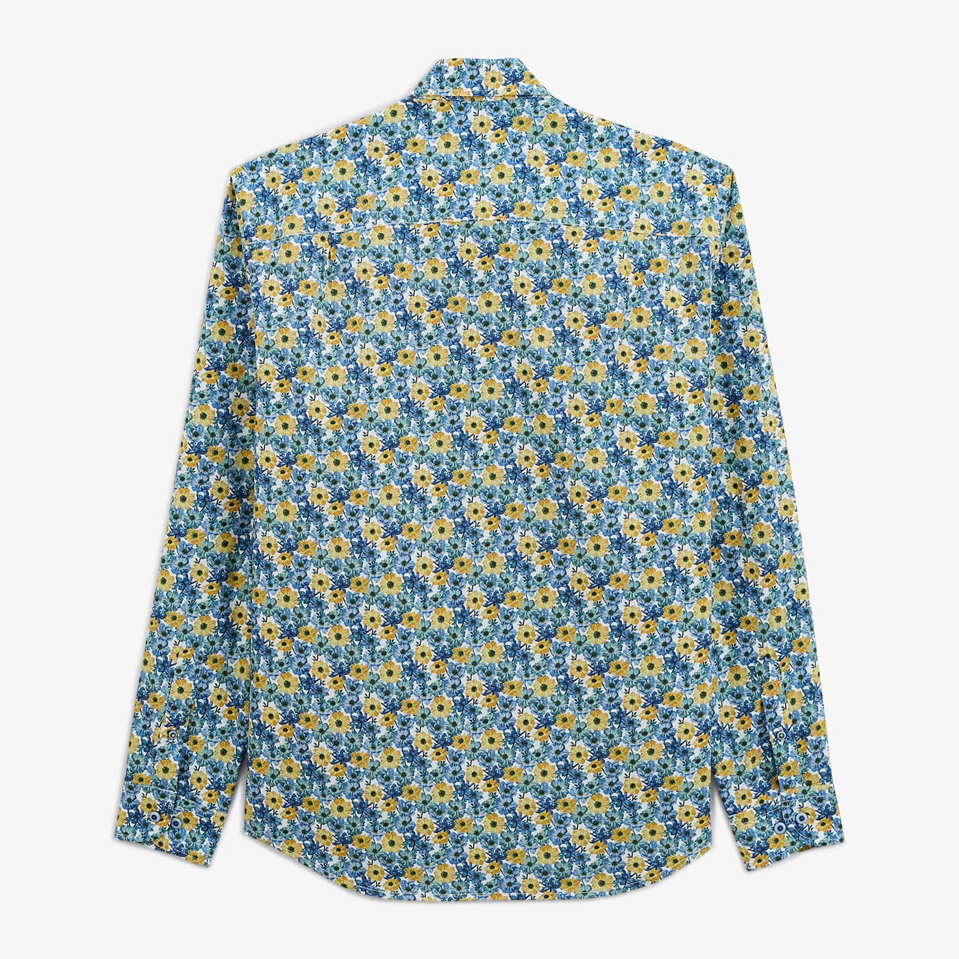Men's regular blue aviator shirt with cornflower print, serge blanco