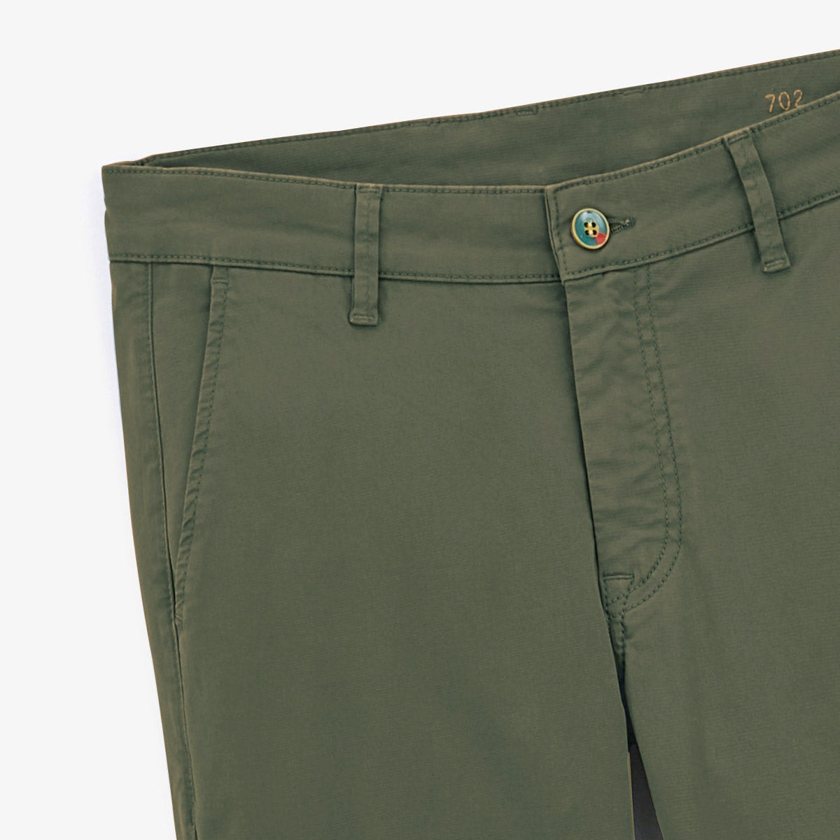 Chino 702 straight cut comfort military green cotton men's serge blanco