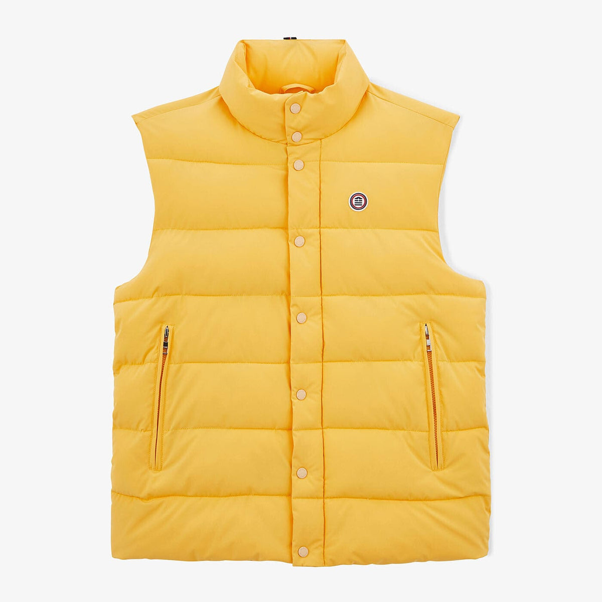Yellow quilted down jacket for men with snap buttons and zippered pockets Morzine