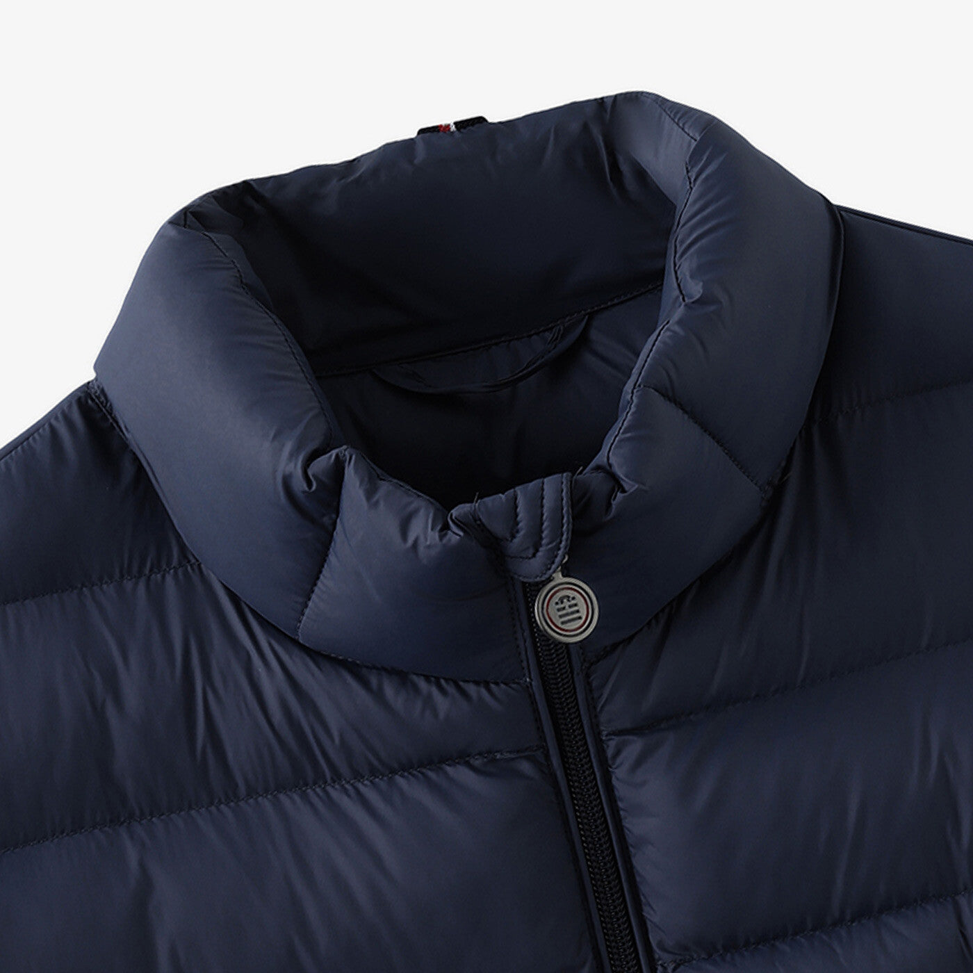 Navy blue sleeveless Piumino down jacket