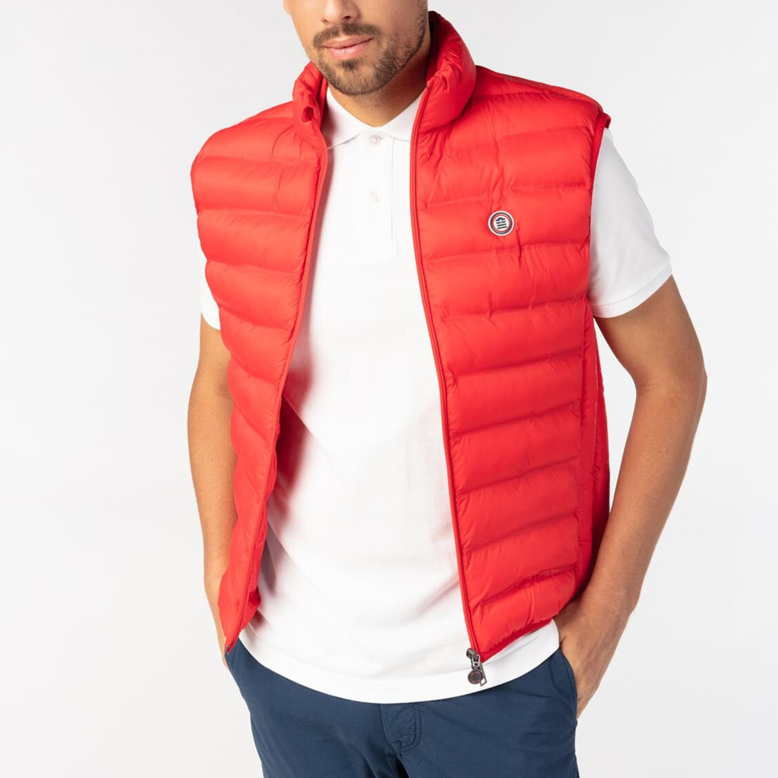 Orange sleeveless Piumino jacket