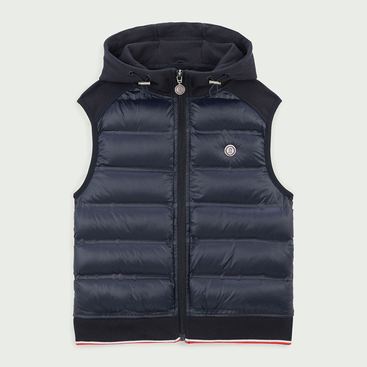Navy blue quilted fleece hooded jacket