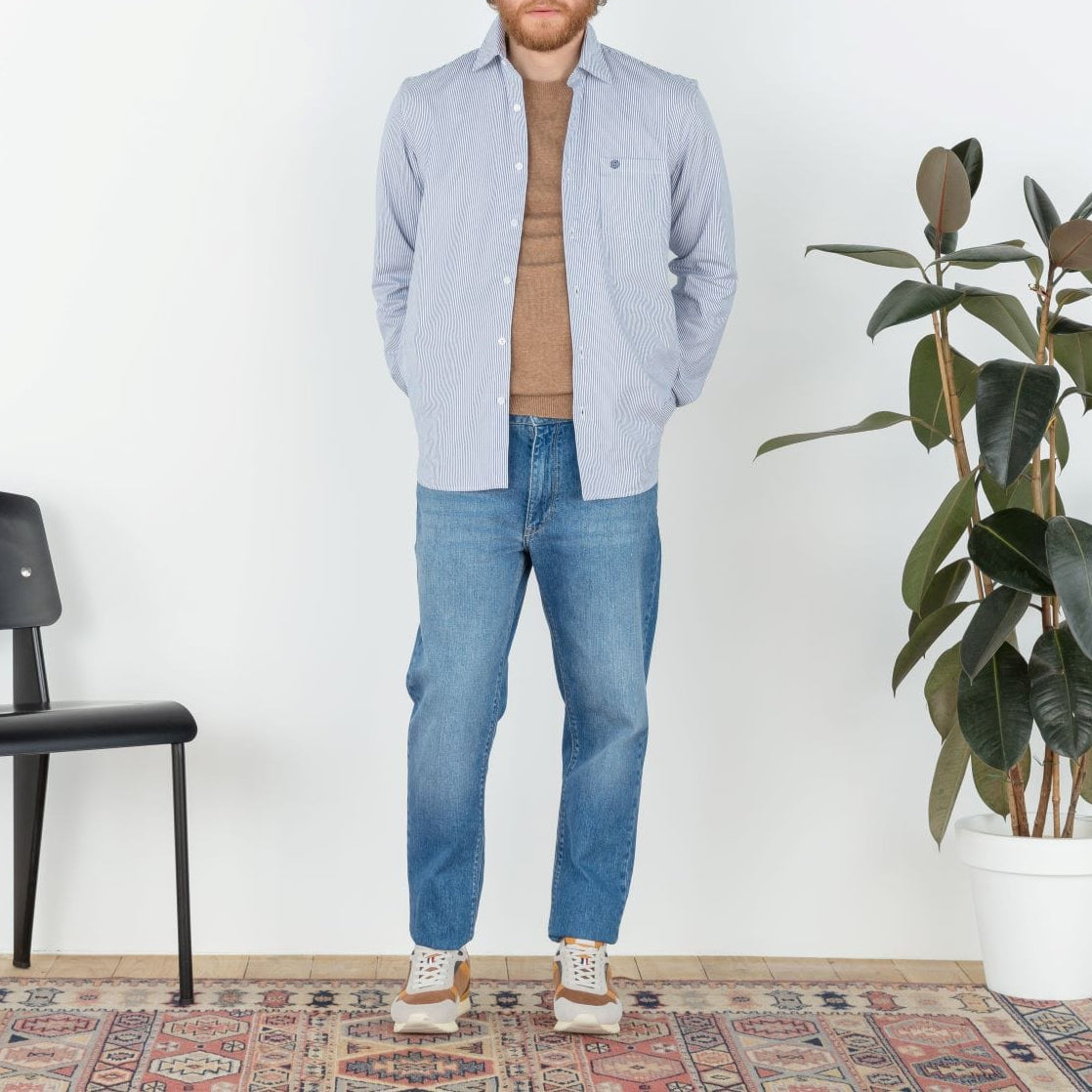 Jean 331 tapered fit in raw blue cotton men's serge blanco