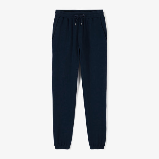Men's navy blue brushed cotton fleece jogging pants SERGE BLANCO