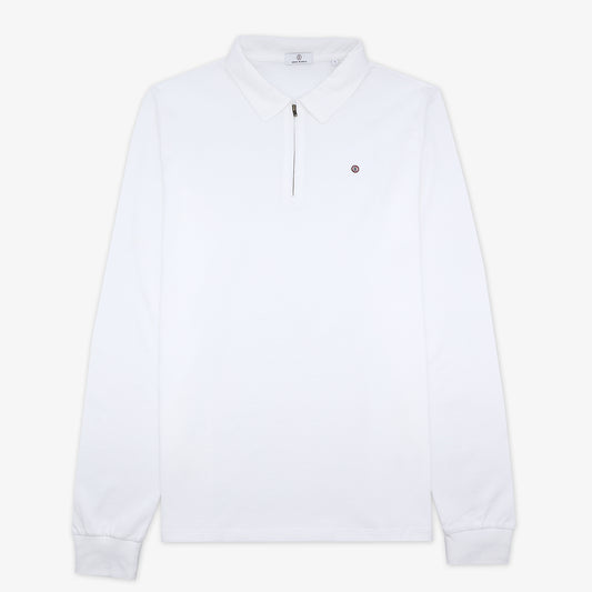 Luke men's white cotton long-sleeved rugby shirt, serge blanco