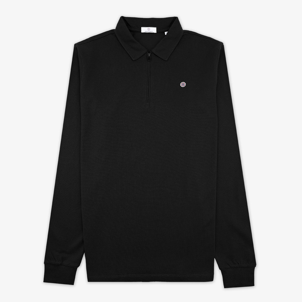 Luke men's black cotton long-sleeved rugby shirt in serge blanco