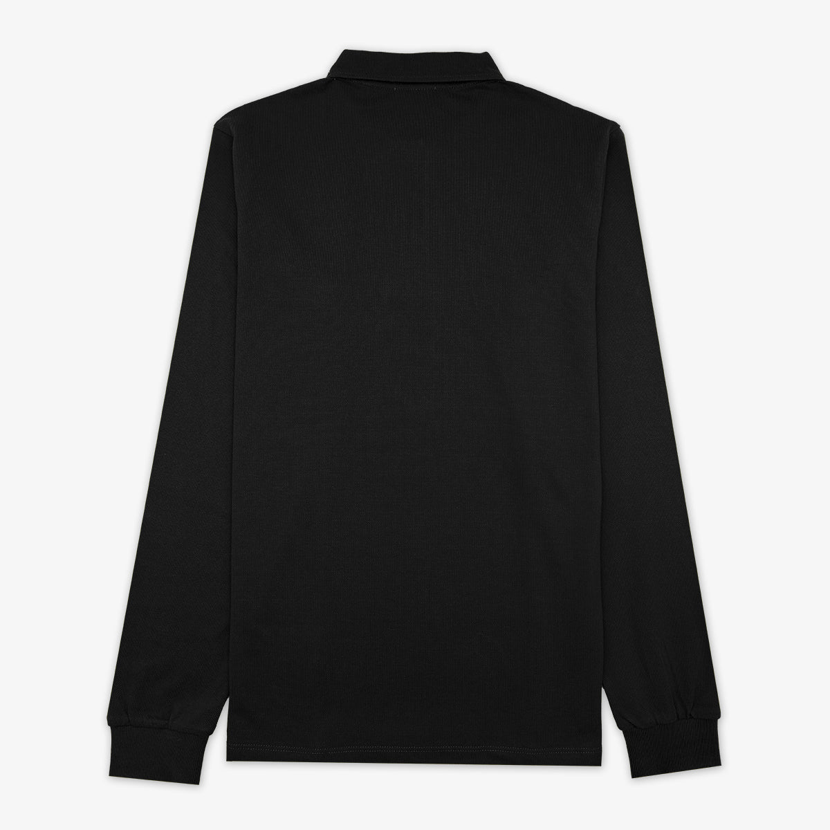Luke men's black cotton long-sleeved rugby shirt in serge blanco