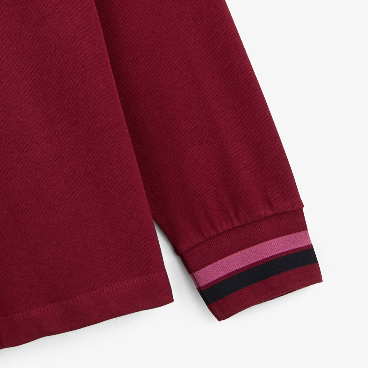 Merlot red long-sleeved embroidered rugby shirt for men SERGE BLANCO