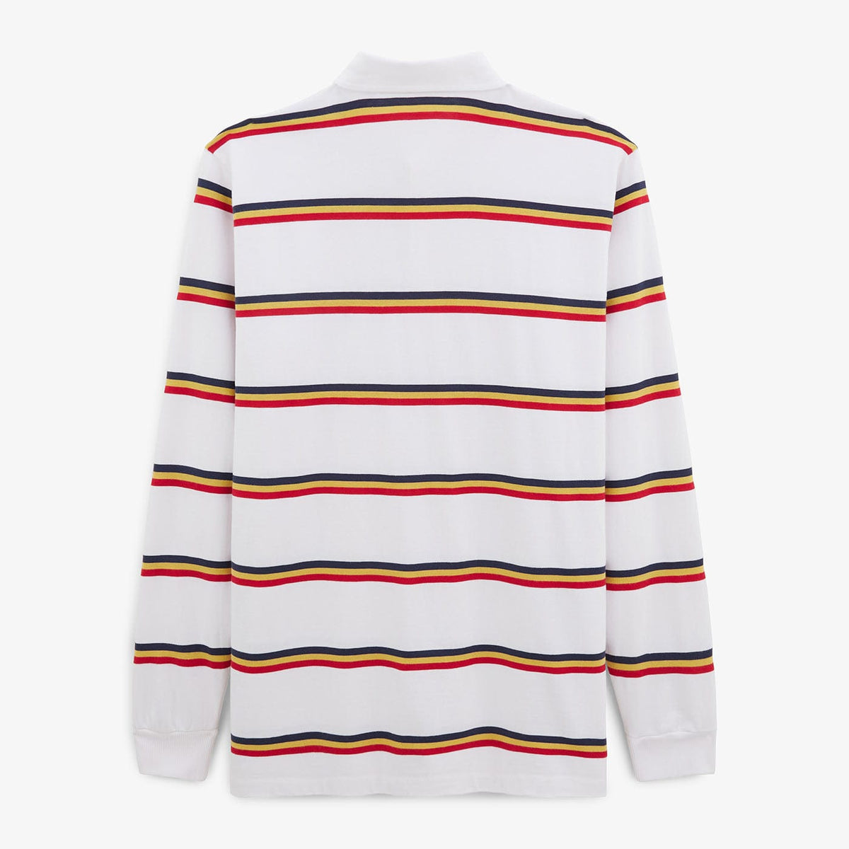 Landen white striped long-sleeved men's rugby shirt in serge blanco cotton