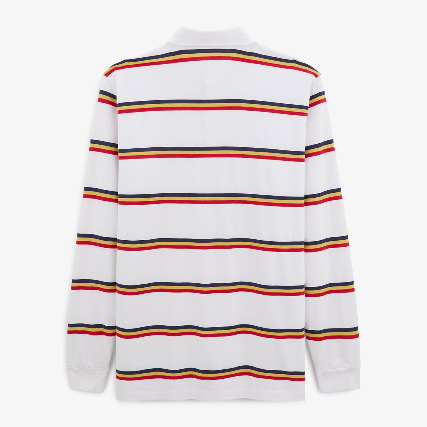Landen white striped long-sleeved men's rugby shirt in serge blanco cotton