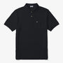 Dark blue embossed cotton short-sleeved polo shirt