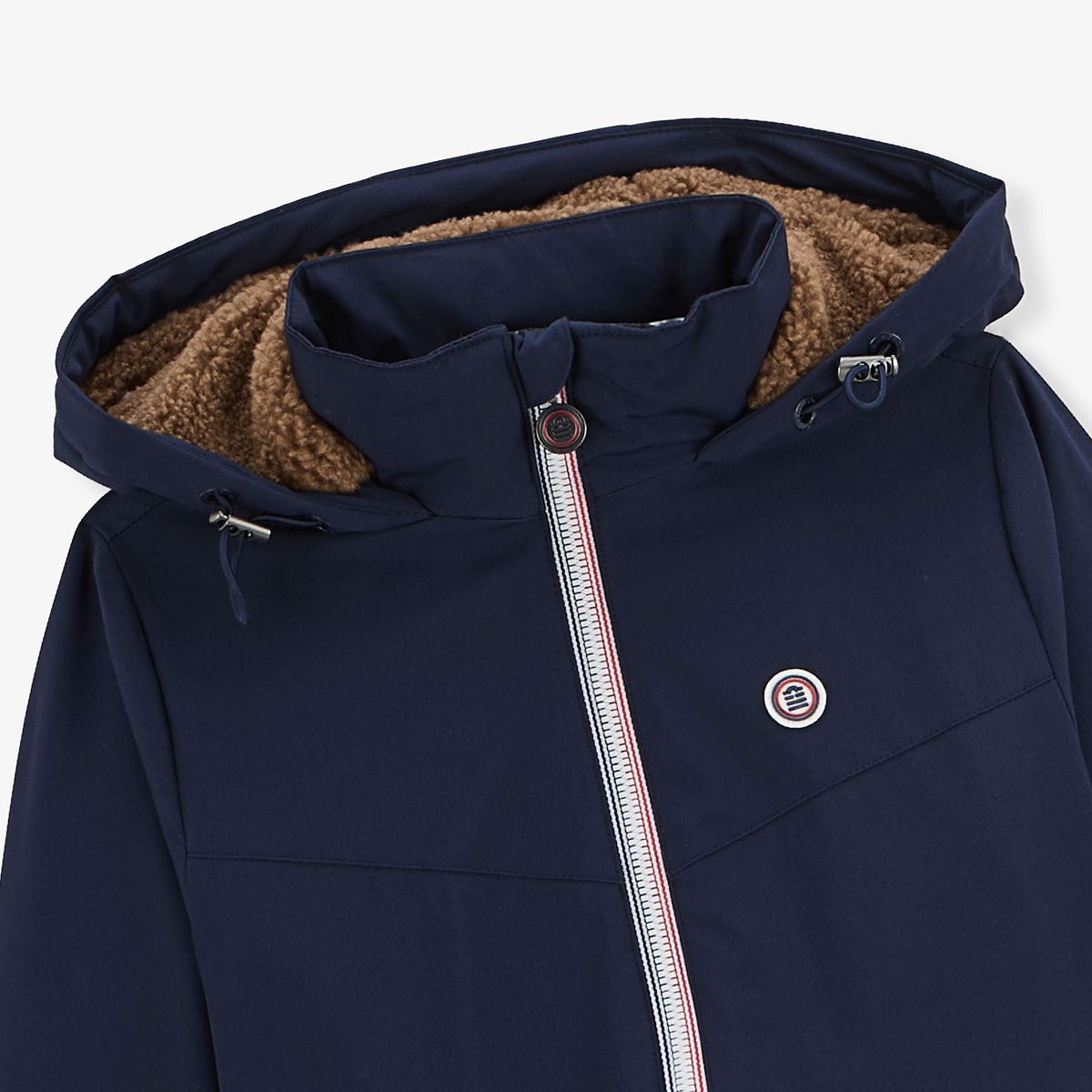 Boys' parka with water-repellent fleece lining in dark navy blue Stormer SERGE BLANCO