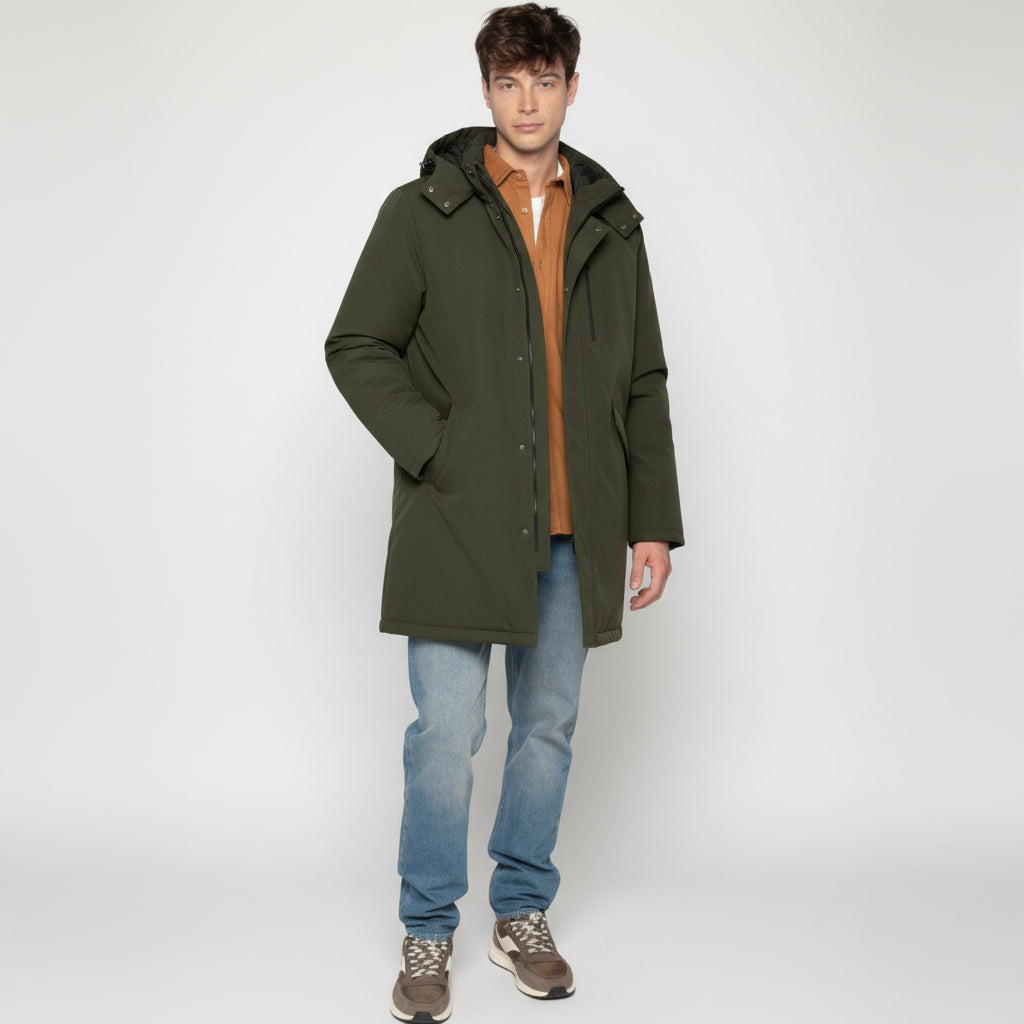 Lario khaki green men's winter parka in blanco serge