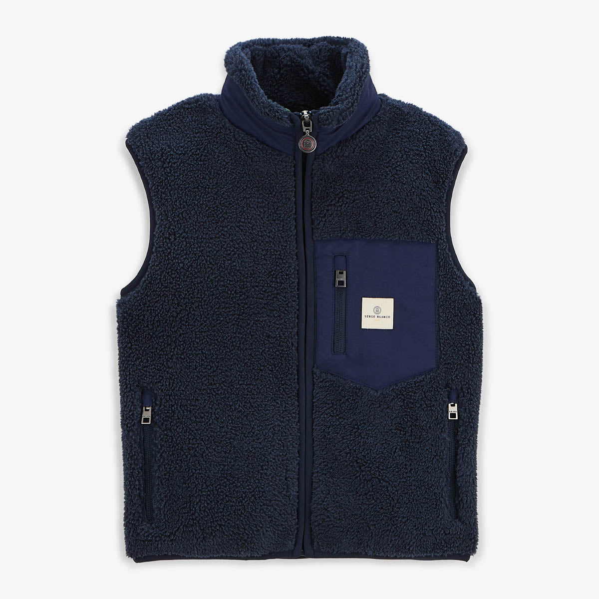 Blue sleeveless fleece jacket for boys Montreal SERGE BLANCO