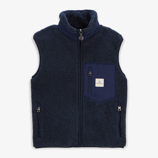 Blue sleeveless fleece jacket for boys Montreal SERGE BLANCO