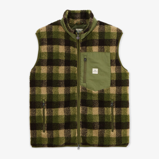 Montreal men's sleeveless fleece jacket in English green check SERGE BLANCO