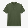 Lucas polo shirt in military green heathered cotton piqué fabric for men, serge blanco