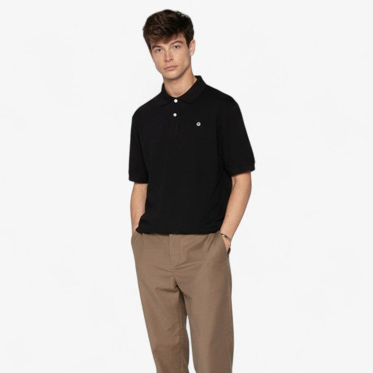 Men's Lucas Black Cotton Short-Sleeved Piqué Polo Shirt SERGE BLANCO