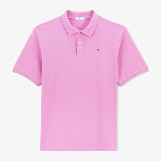 Lucas pink men's cotton piqué polo shirt in blanco serge