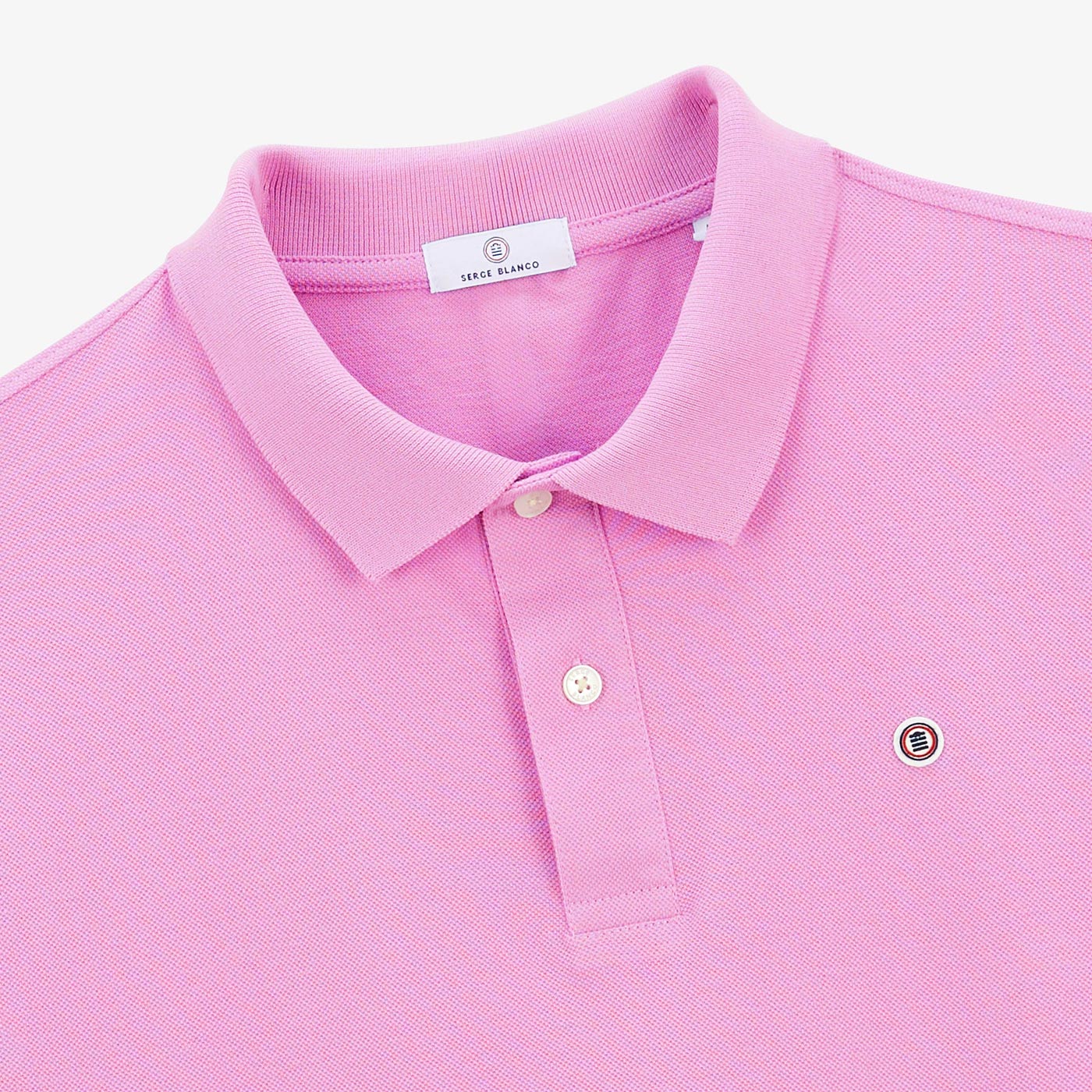 Lucas pink men's cotton piqué polo shirt in blanco serge
