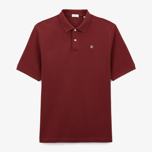 Men's burgundy red Lucas cotton piqué polo shirt in blanco serge